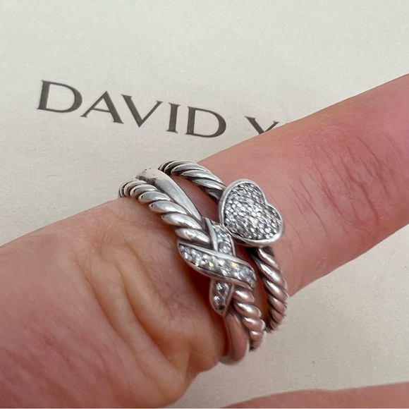 🔴DEAL OF THE A MONTH 🔴Authentic 2 David Yurman Silver & Diamonds Rings🔴 - Picture 1 of 13